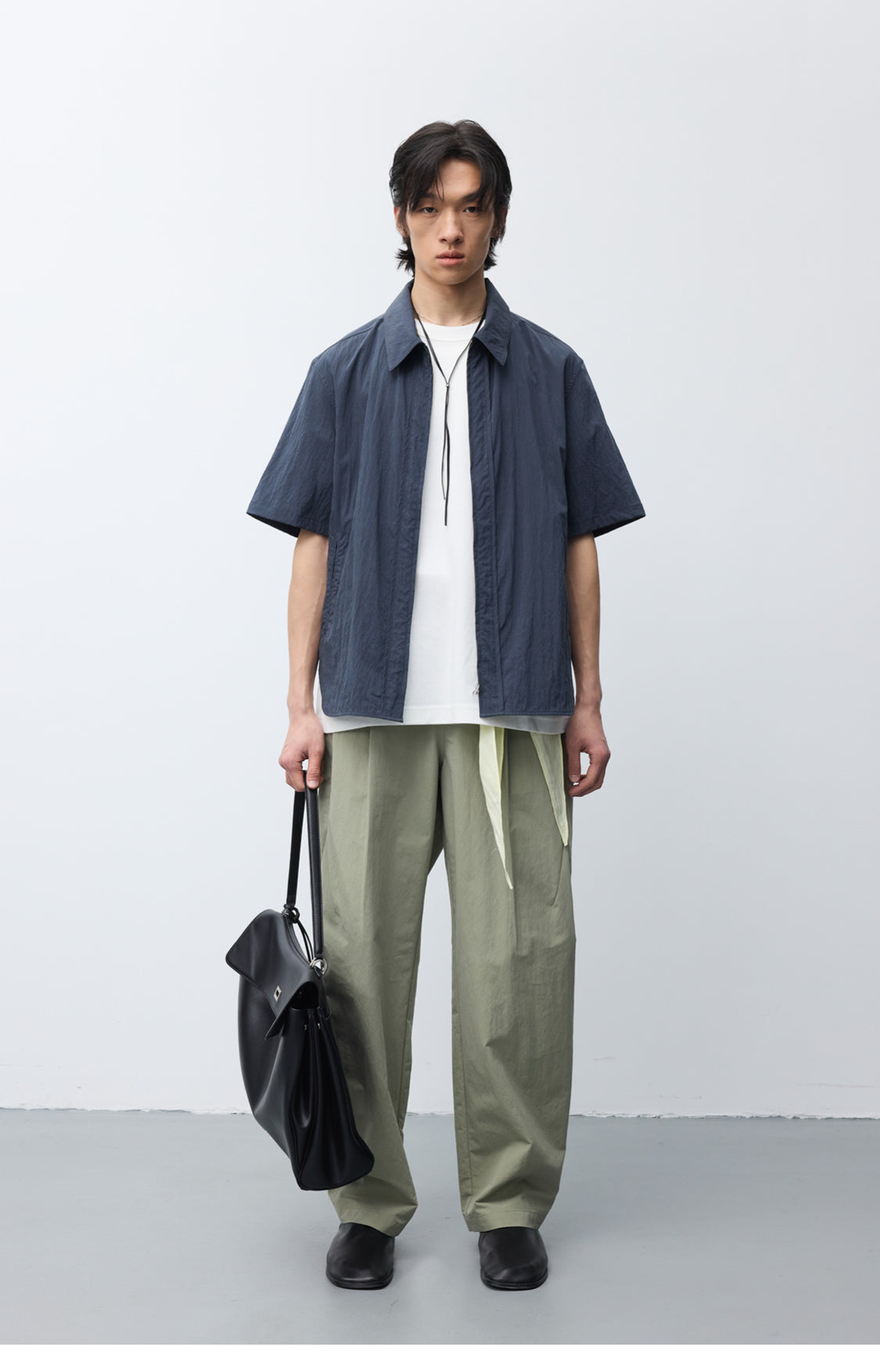 Nylon Curved Stitch Zipper Shirt