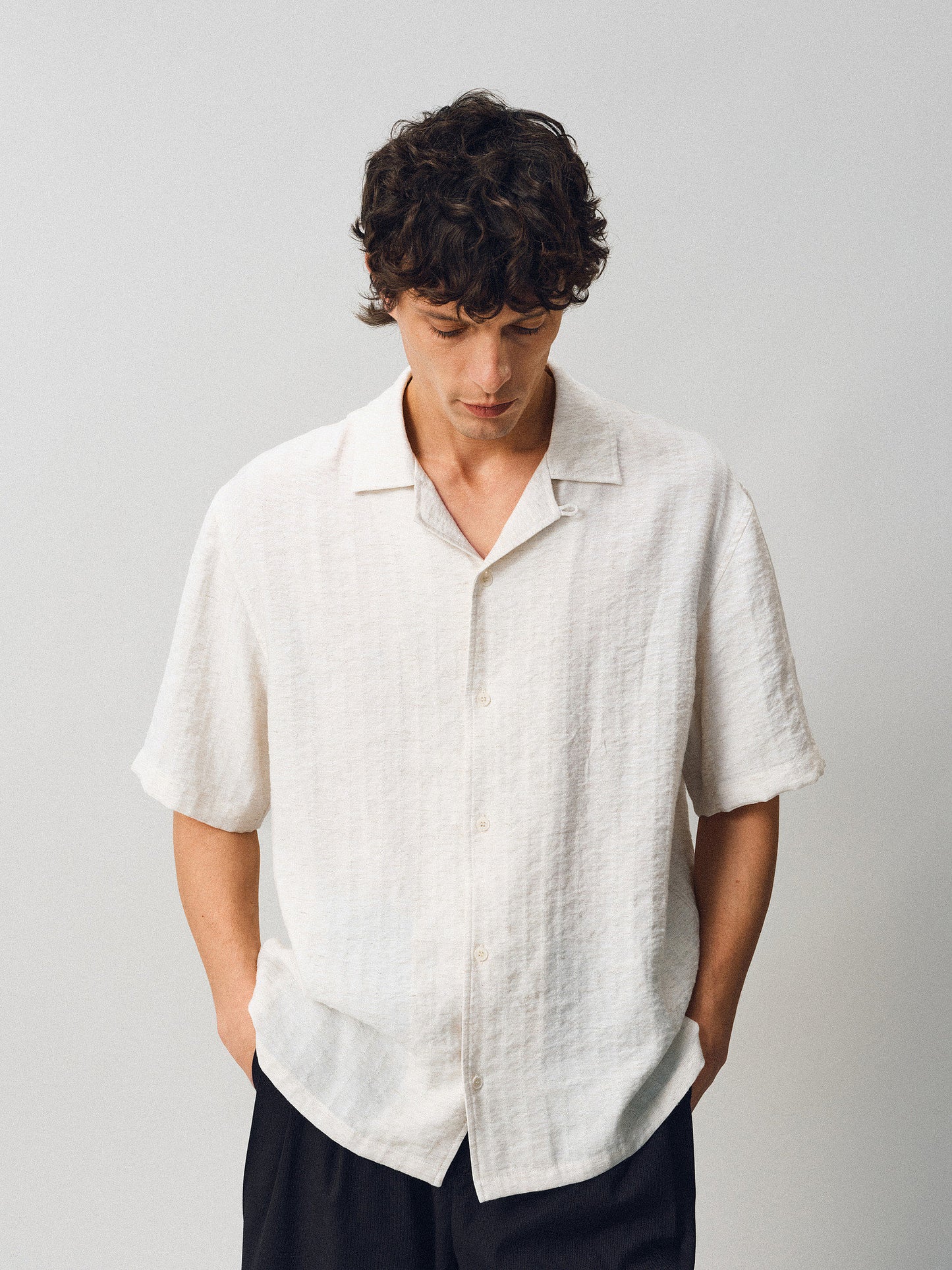 Jacquard Linen Striped Shirt