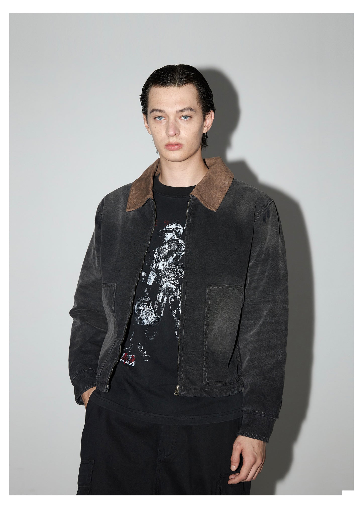 Suede Collar Work Jacket