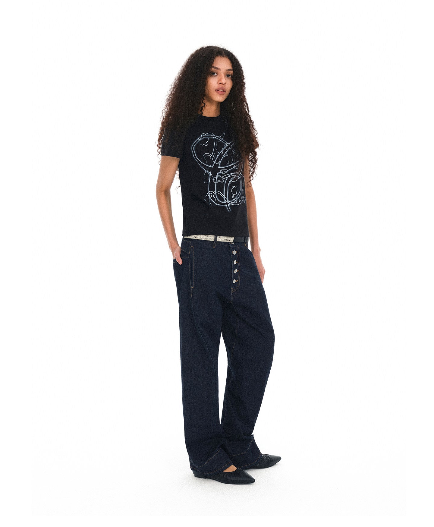 Casual Denim Pants with Five-Button Fly