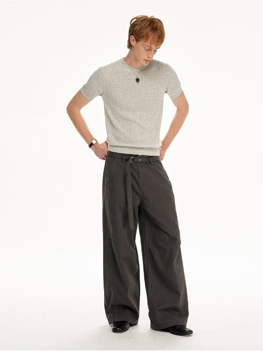Straight-leg wide-leg pants