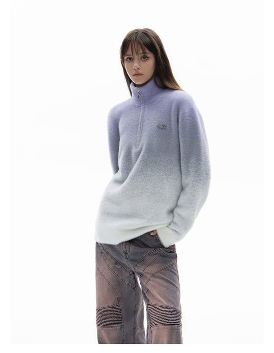 Gradient Zipped Pullover Knit