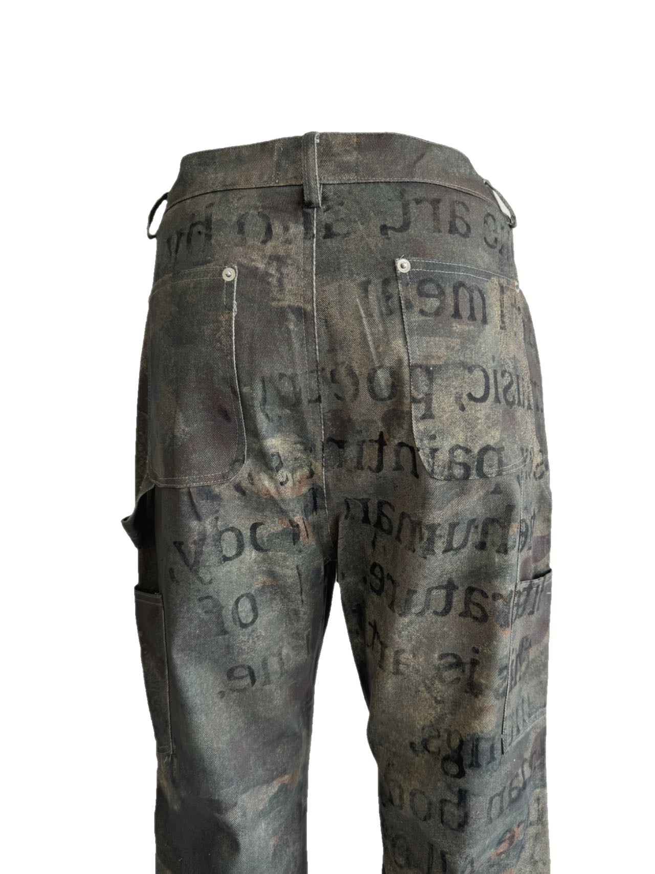 Camouflage Wide Leg Damaged Bootcut Pants