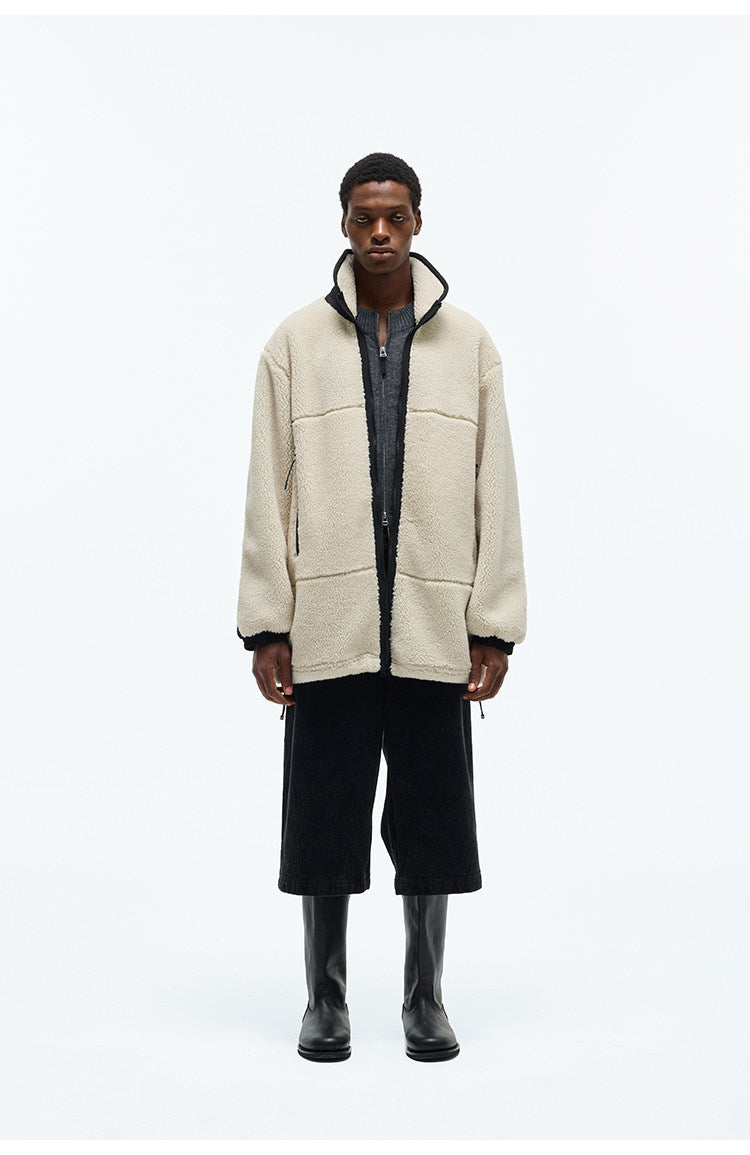 Wool-Blend Fleece Mid-Length Coat