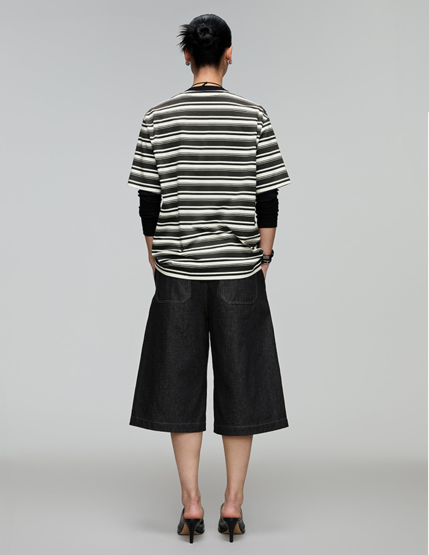 A-line loose denim shorts