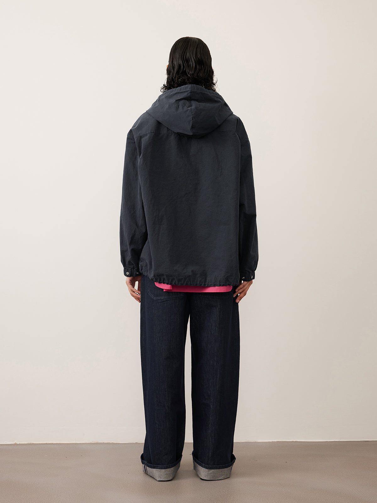 Hooded cotton zip-up jacket