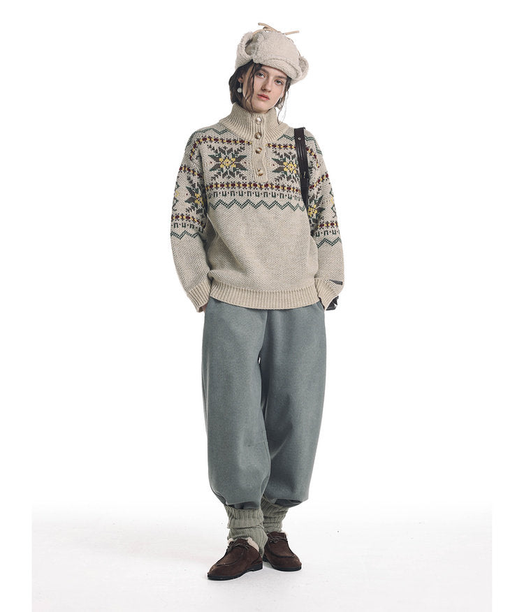 Wool Blend Color Block Sweater