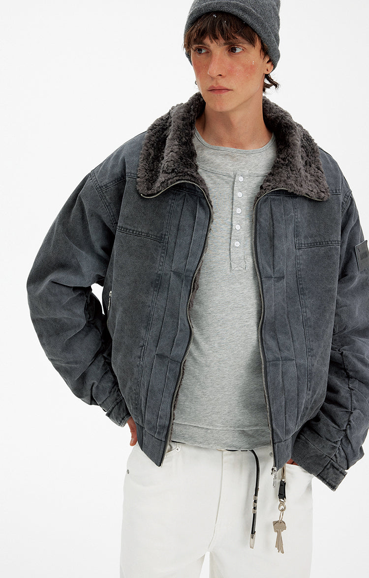 Distressed Pleated Jacket