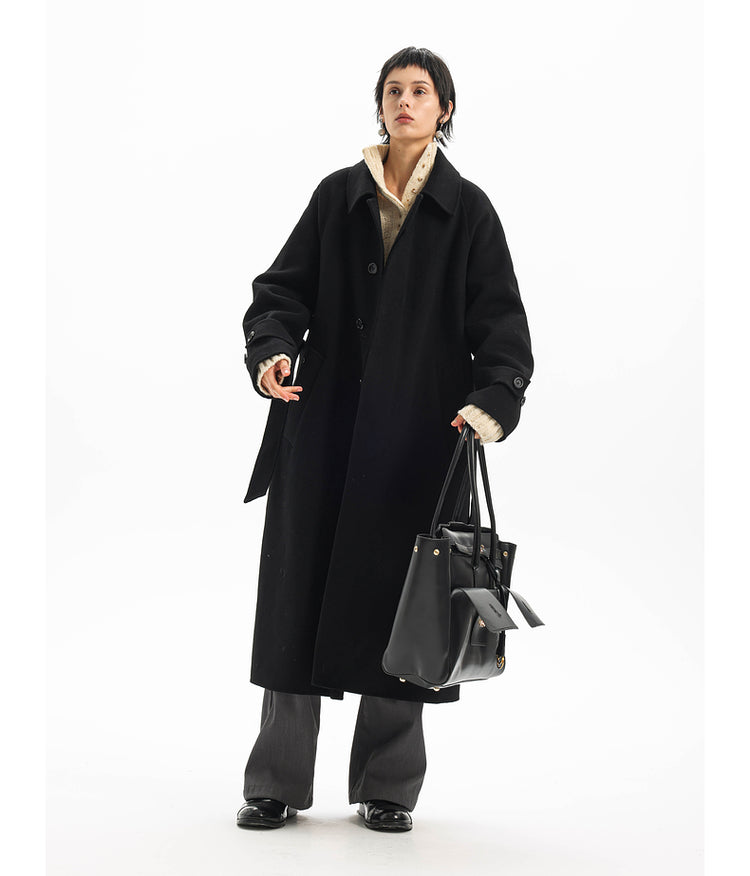 Raglan handmade wool long coat