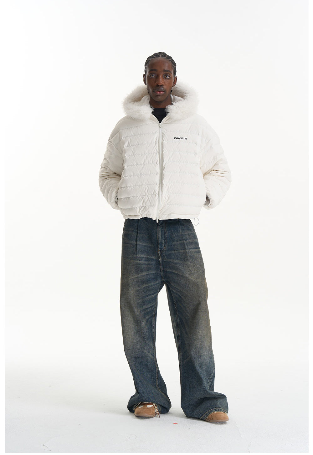 Detachable fur collar down jacket