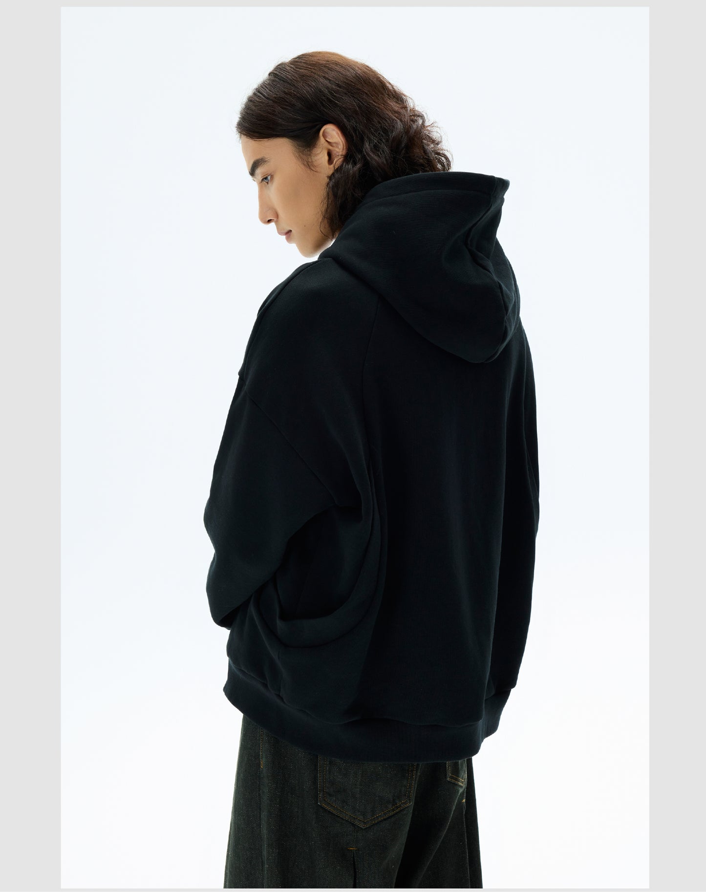 Oversized hooded zipper sweatshirt