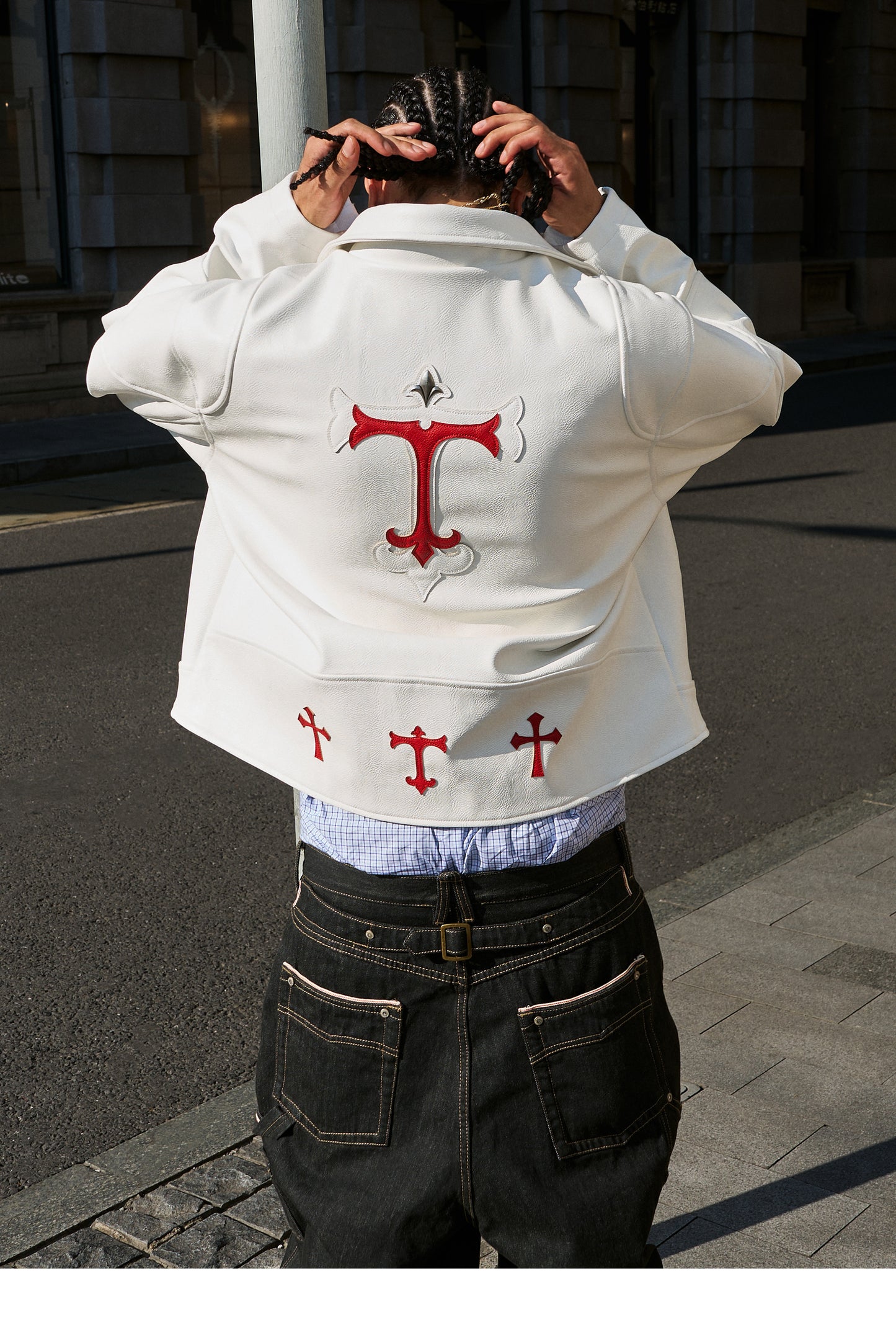 Wide Lapel Leather Jacket