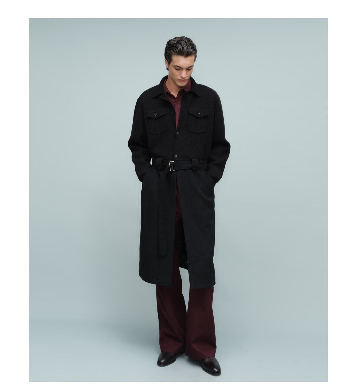 Segment Design Drop-Shoulder Coat