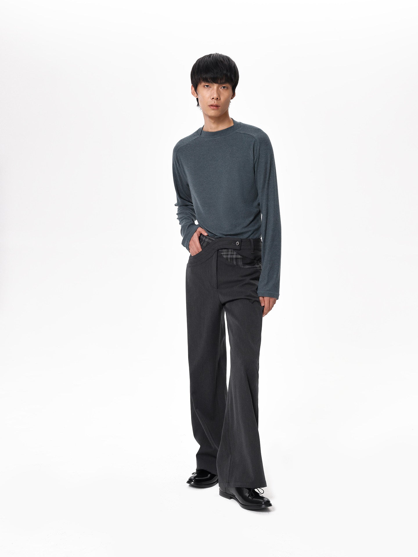Checkered Straight-Leg Pants