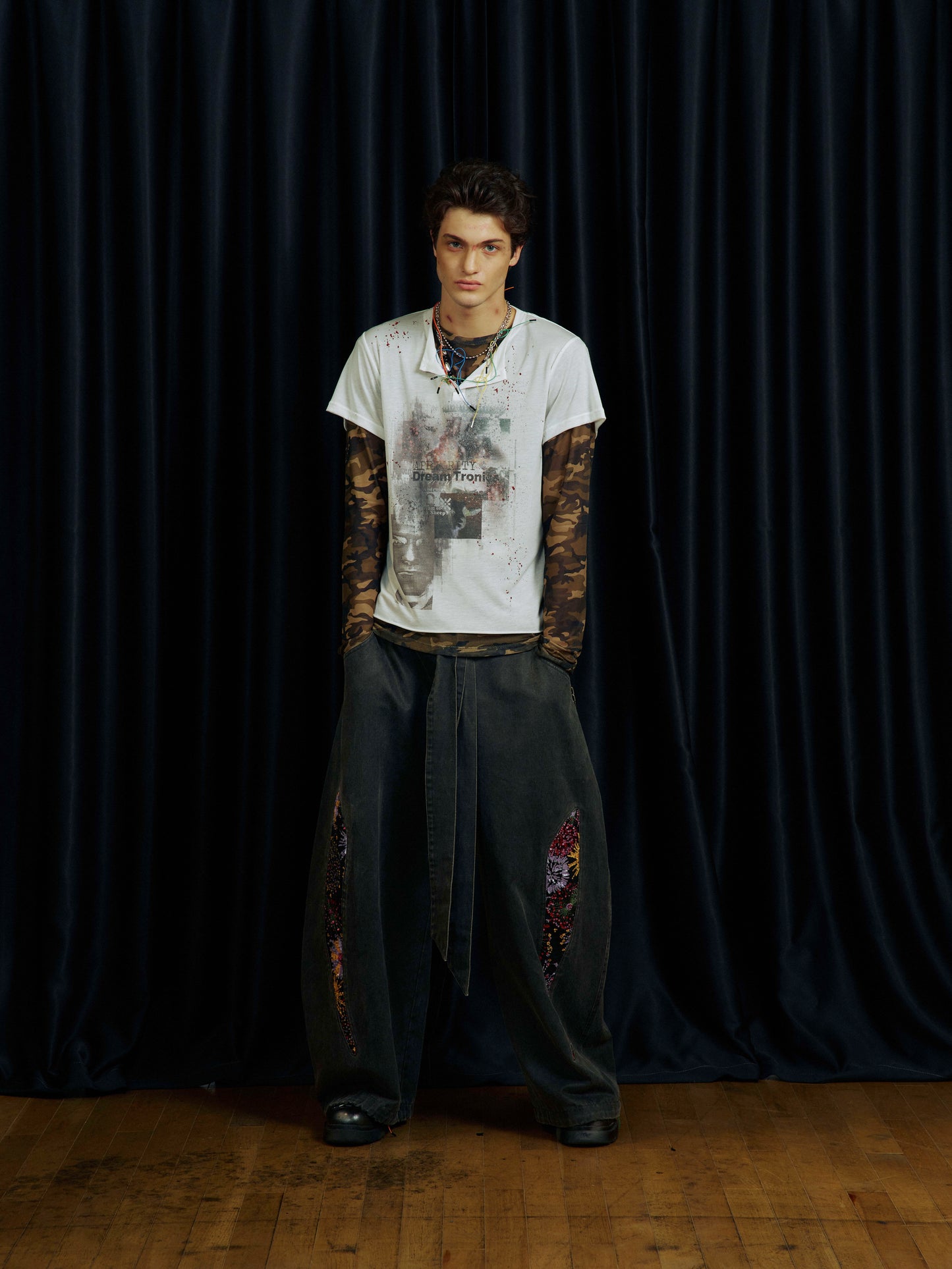 Vintage-style Casual Pants with Elastic Waistband