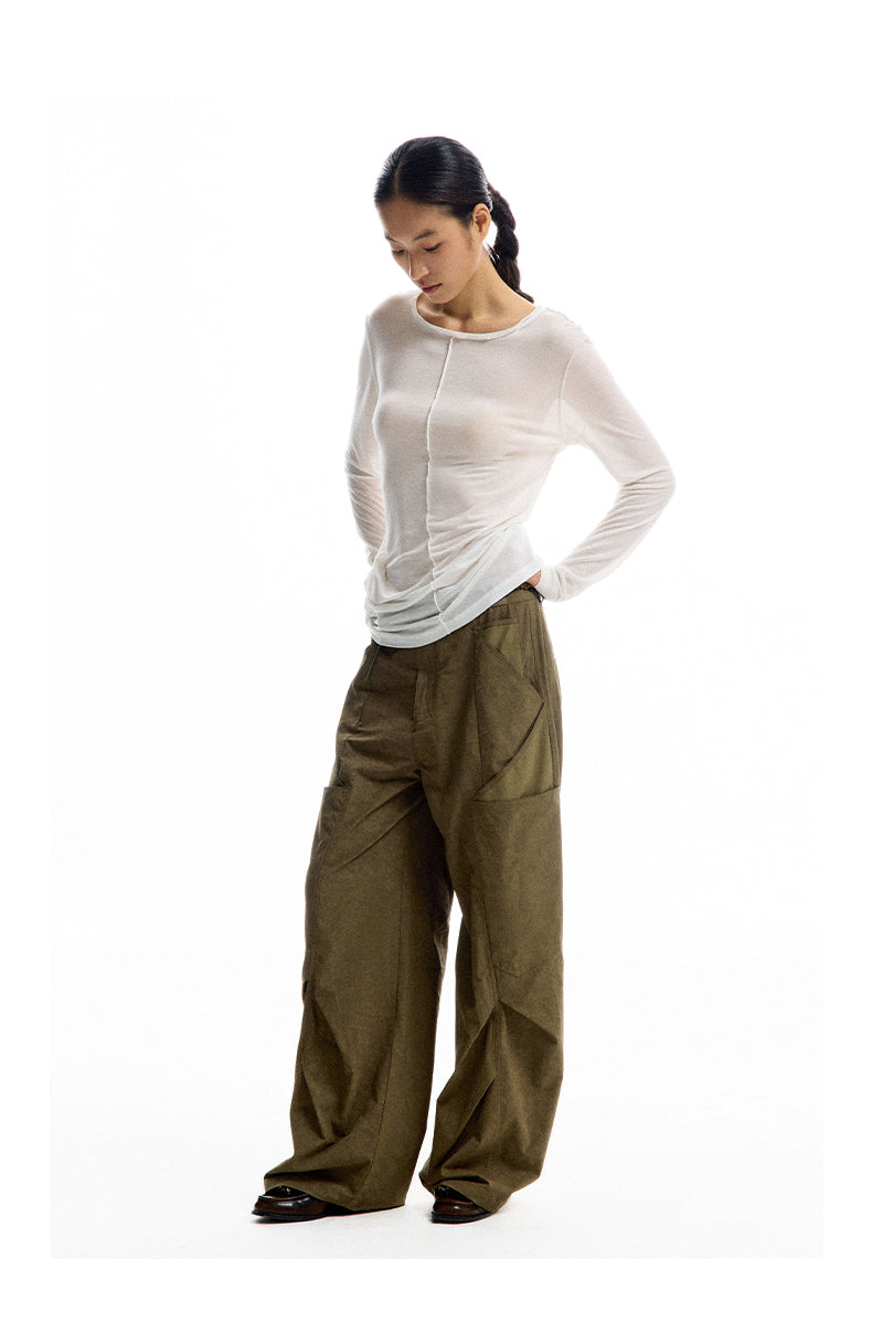 Wide leg scimitar casual pants