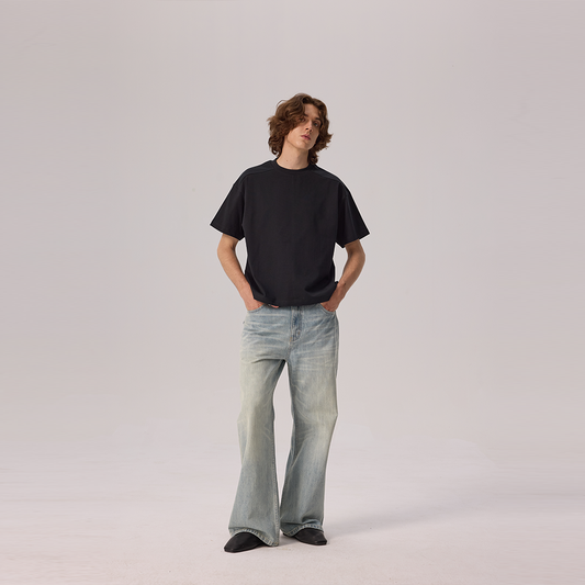 Round Neck Cut Shoulder T-Shirt