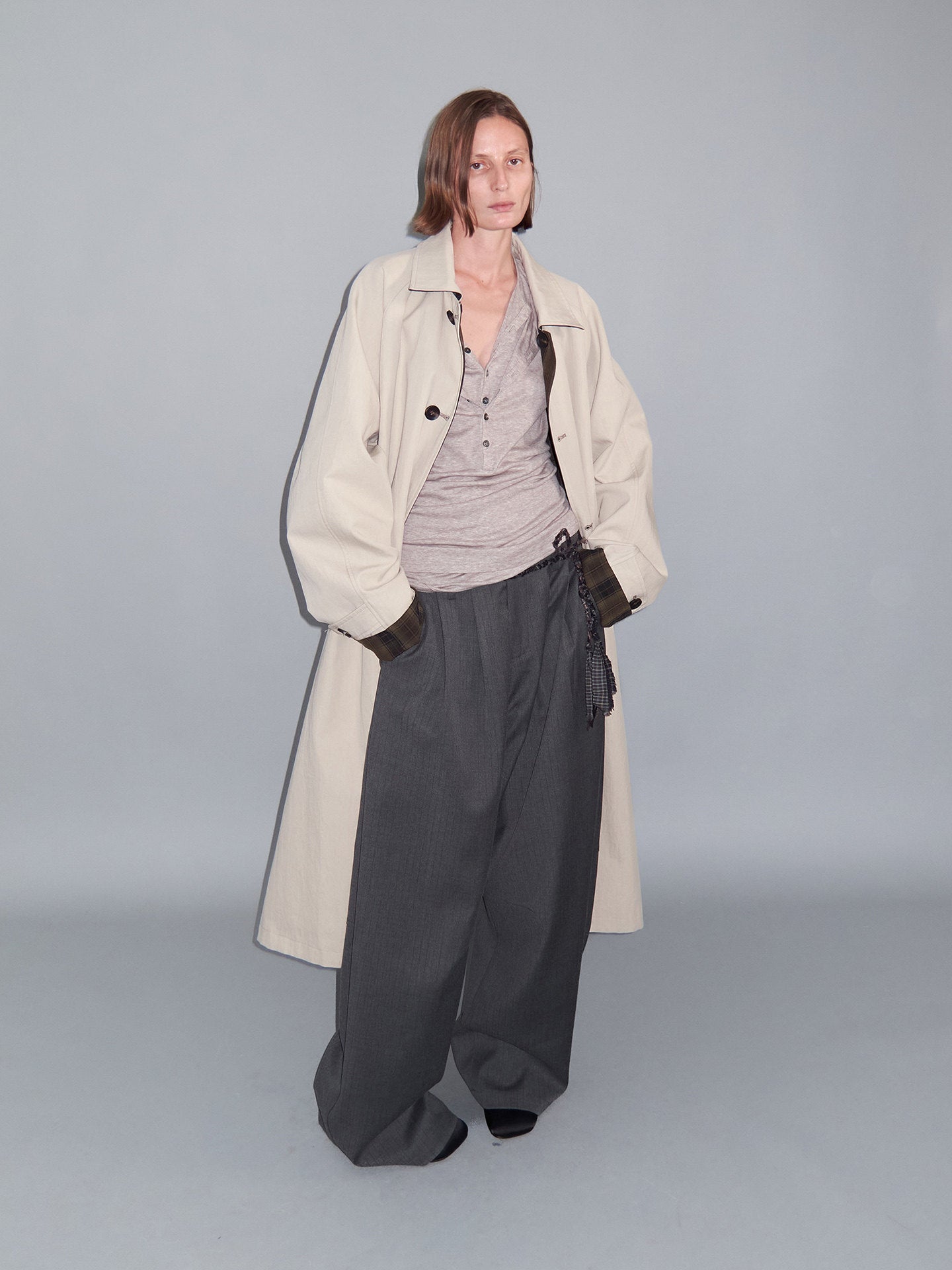 Loose-Fit Curved Casual Pants