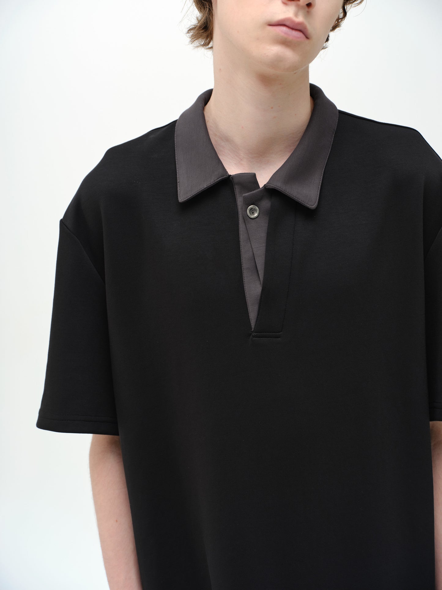 Single-button polo shirt