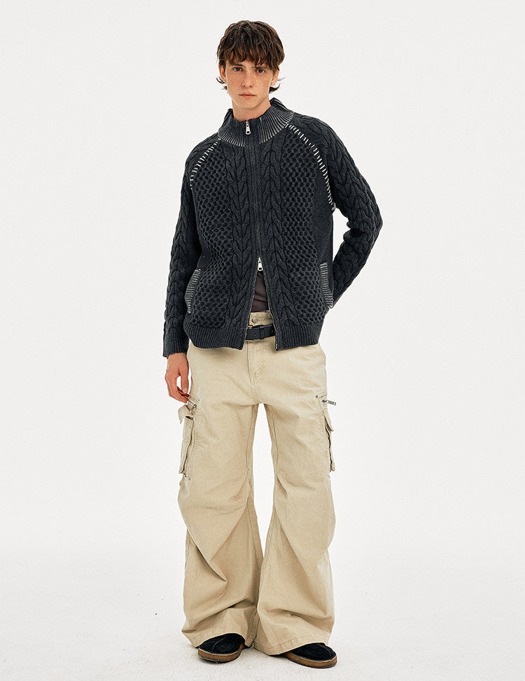 Hand-Stitched Cable-Knit Cardigan