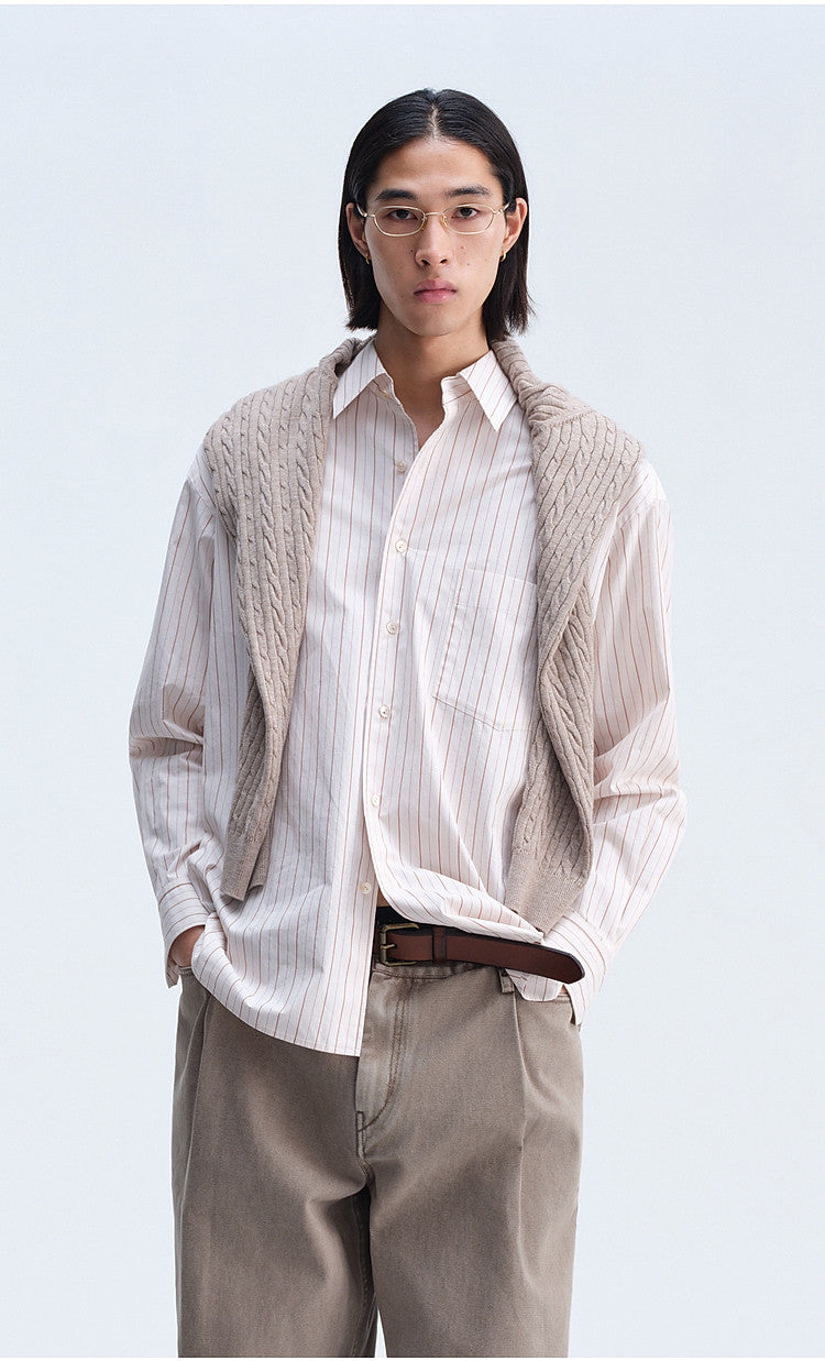 Casual Shirt with Color-Woven Stripes