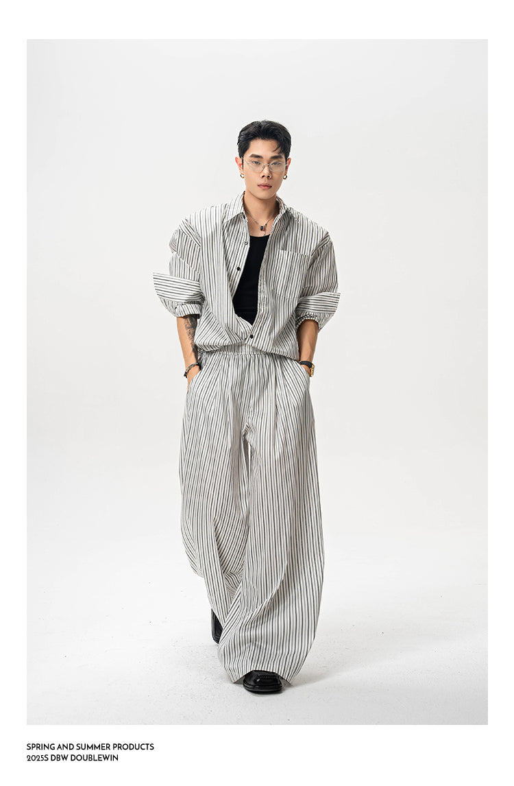 Striped shirt with adjustable hem