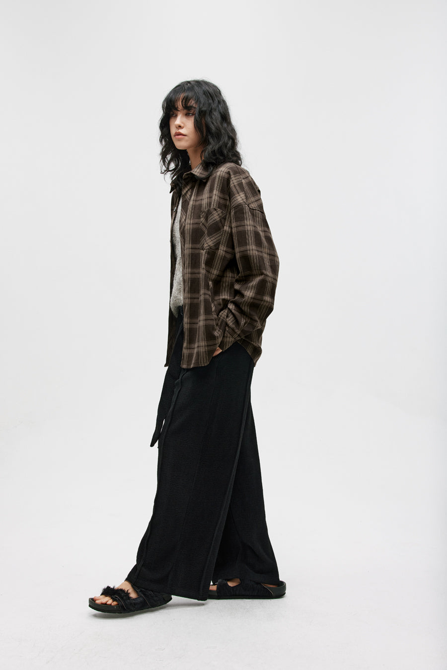 Double Belt Center Seam Wide Pants