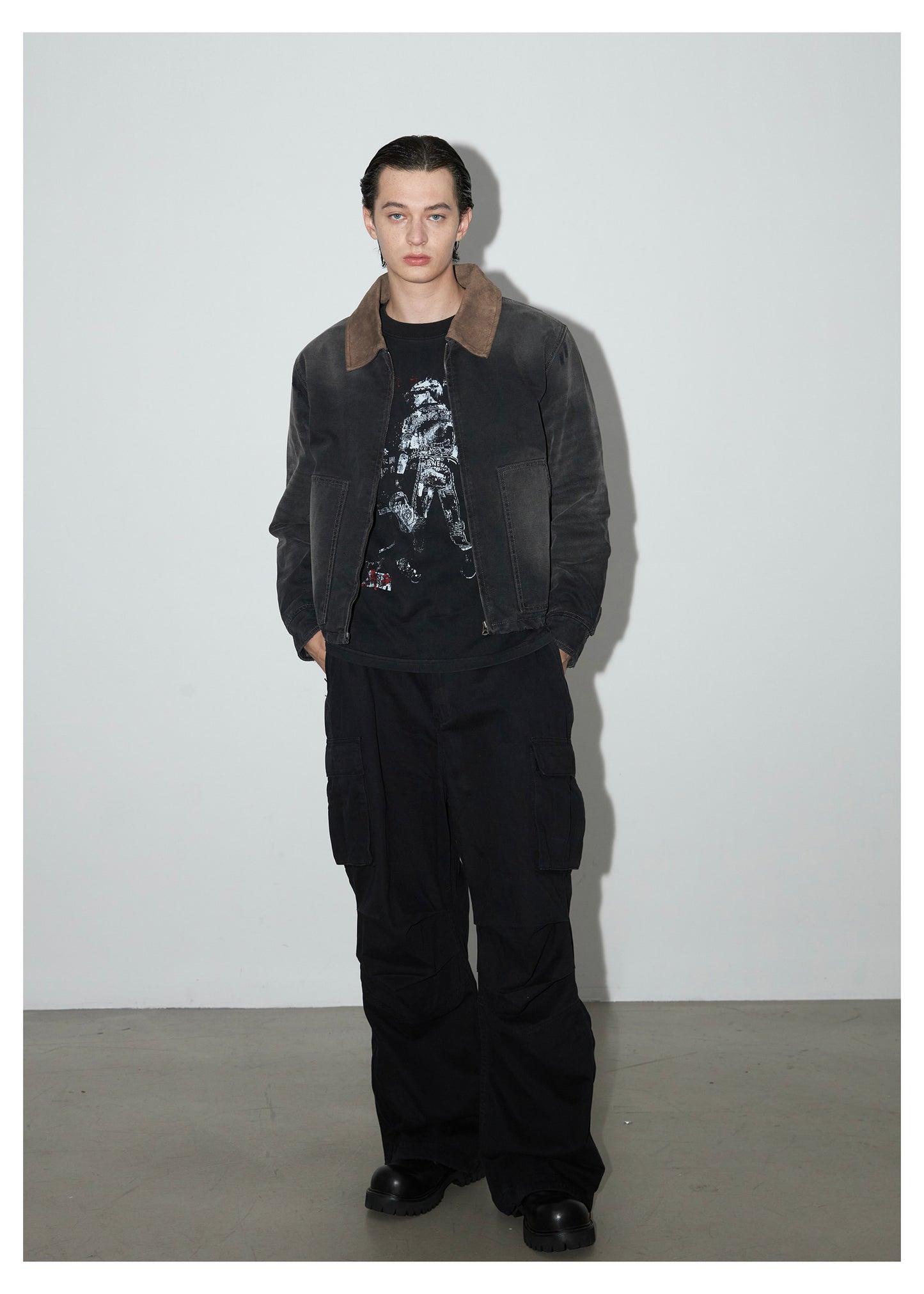 Suede Collar Work Jacket