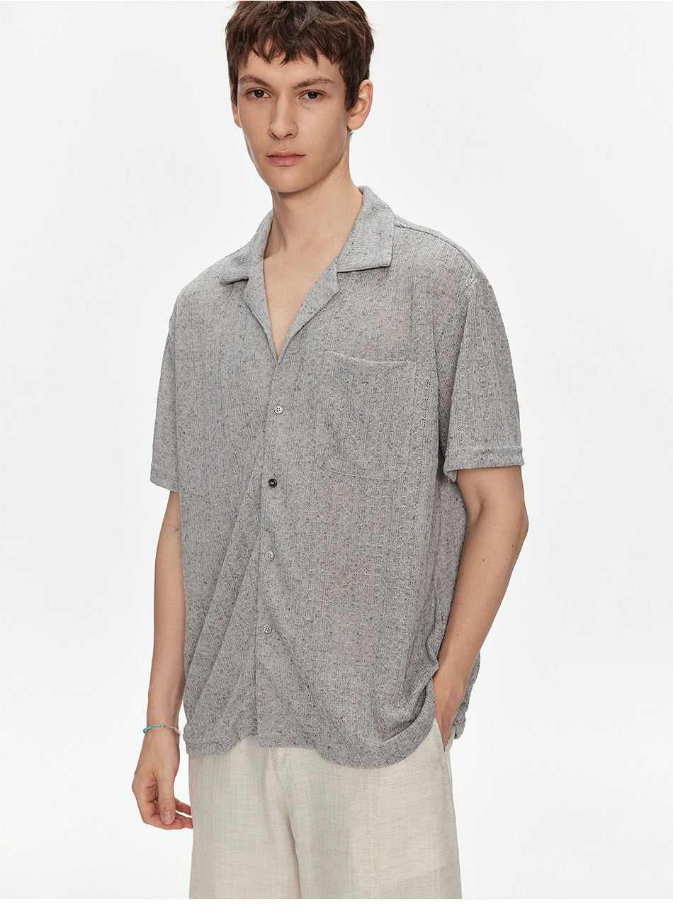 Cuban-Collar Sheer Shirt
