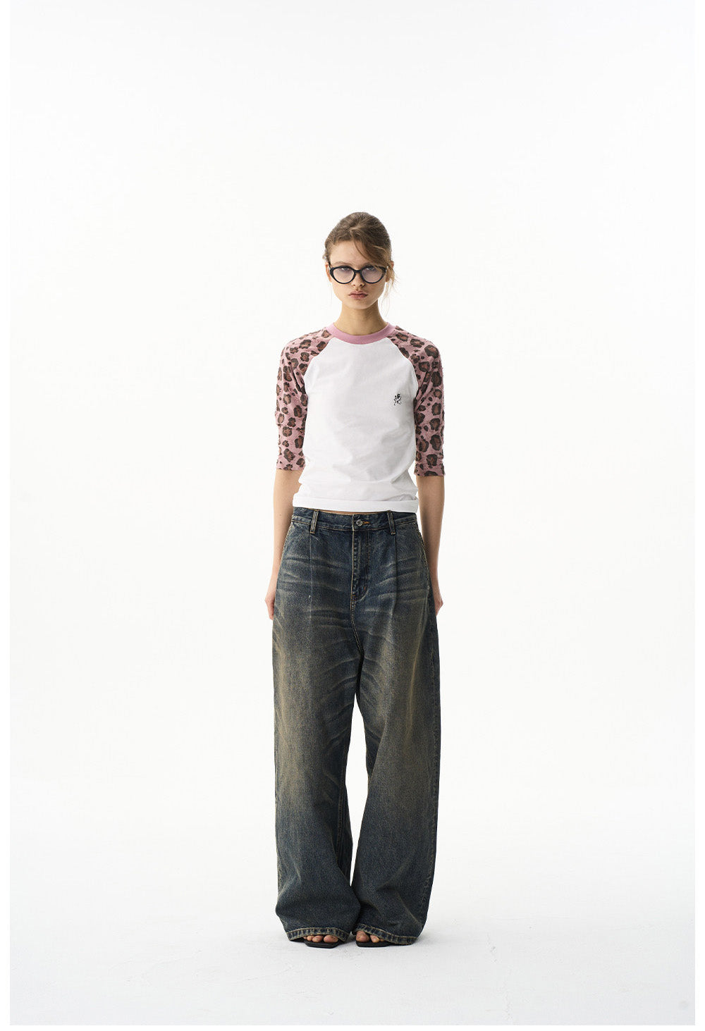 Raglan Leopard Print T-Shirt