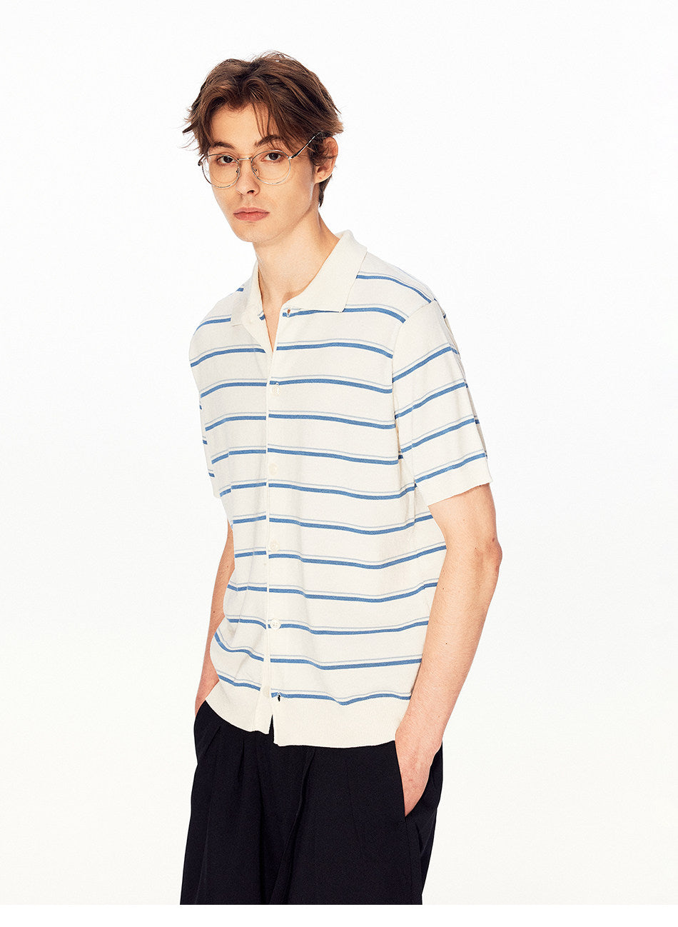 Striped Lyocell Knit Cardigan