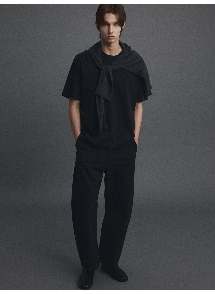 Curved-Cut Casual Pants
