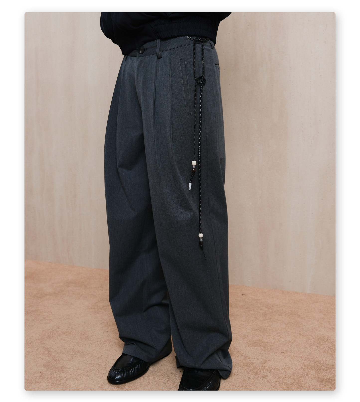 Pleated Wide-Leg Casual Pants