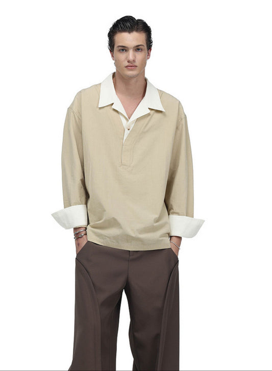 Color-Block Faux Two-Piece Shirt
