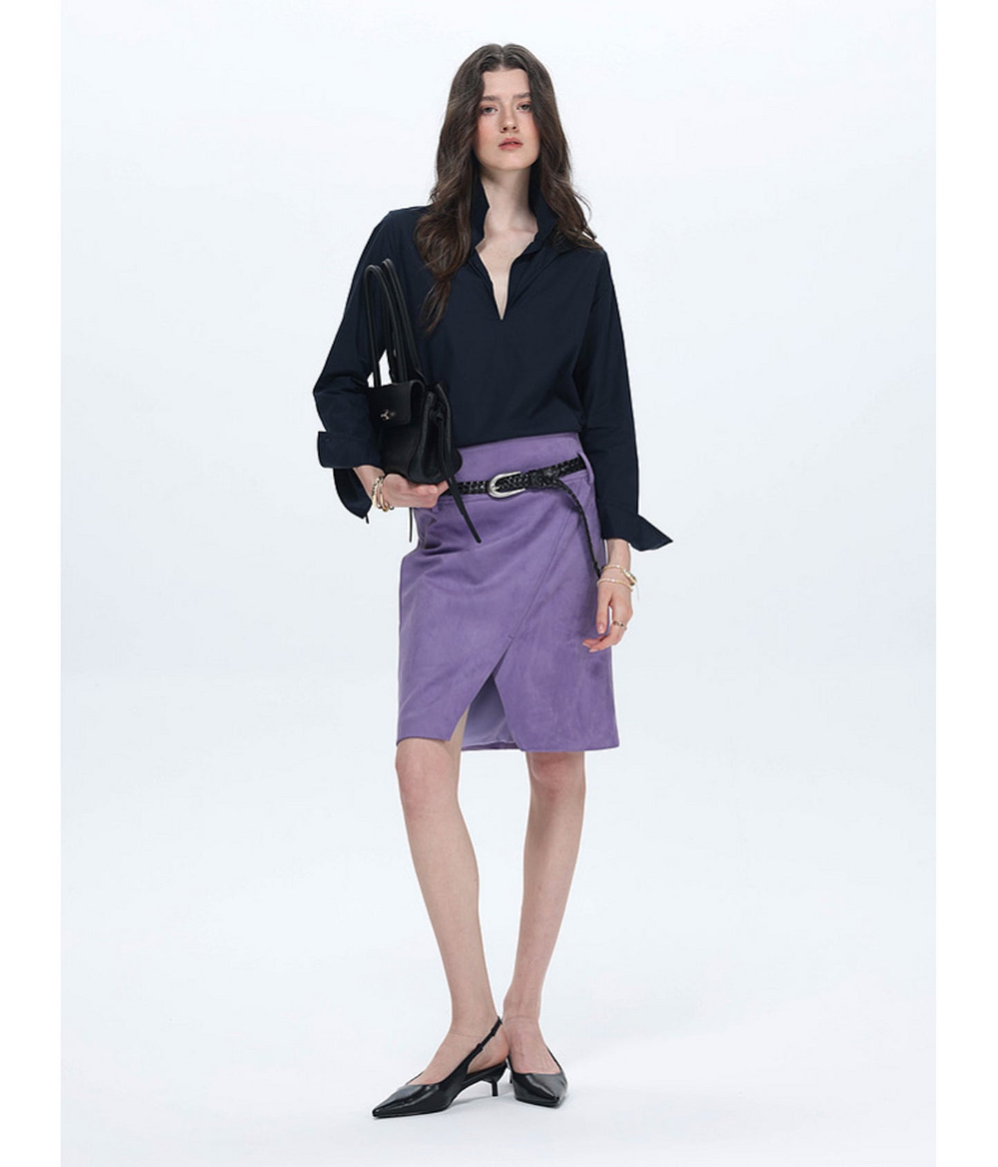 Deep V-Neck Half-Button Pullover Shirt