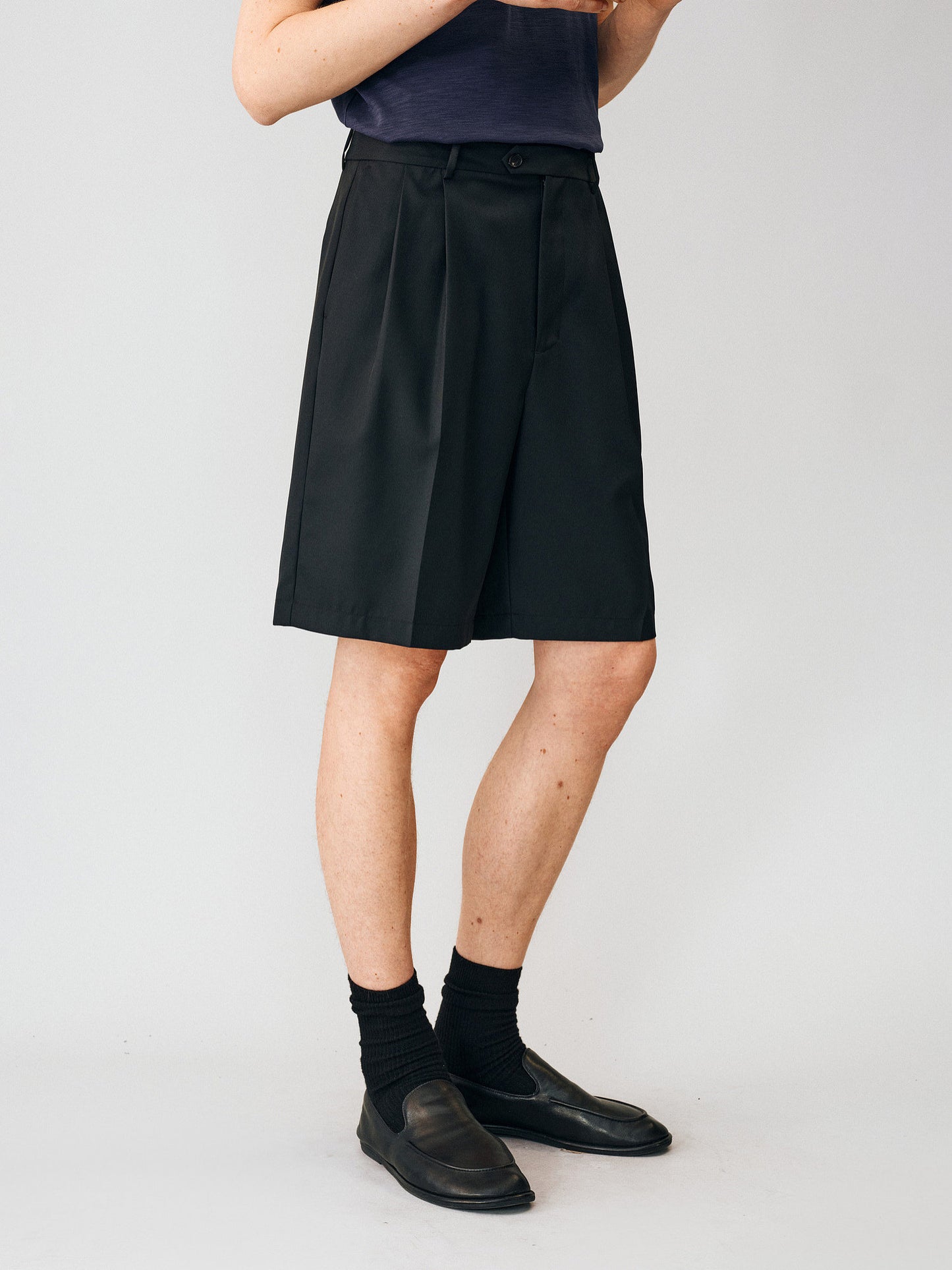 Double-Pleated Shorts