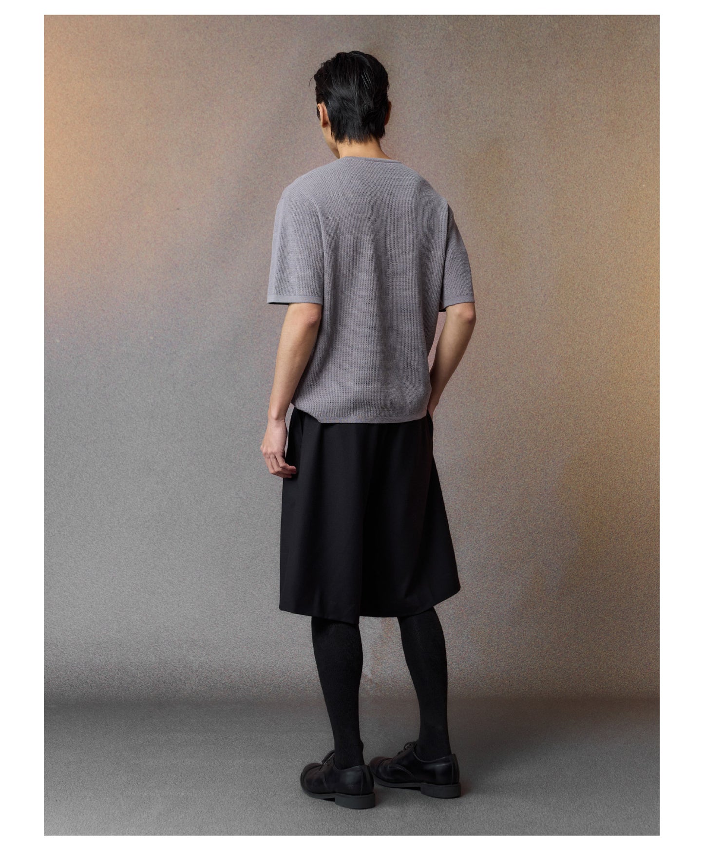 Contrast-Color Printed Knit Shirt