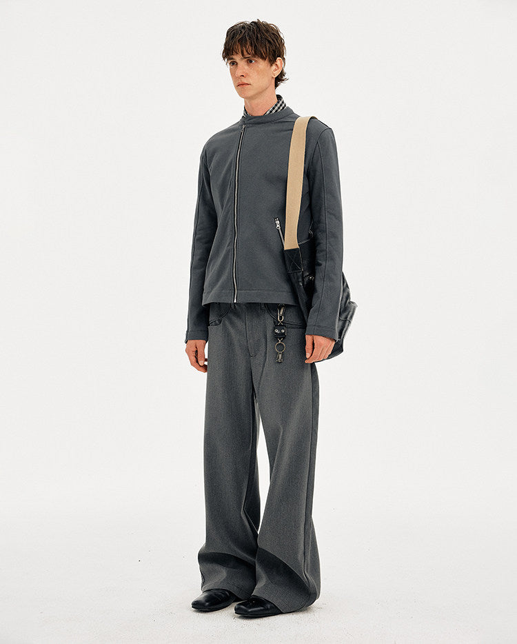 Sweatshirt with Diagonal Zipper Design