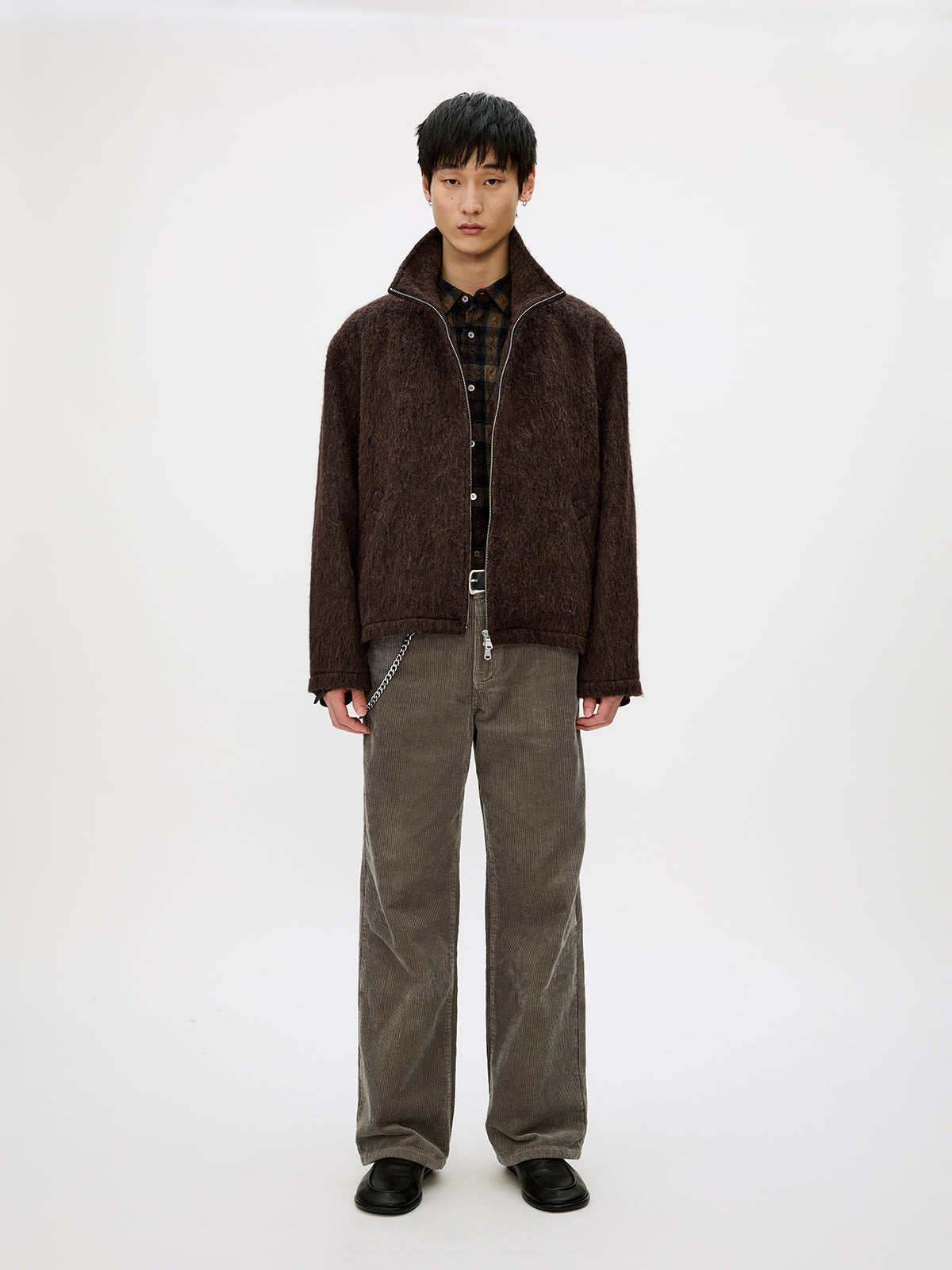 Alpaca Blend Zipper Short Wide Jacket