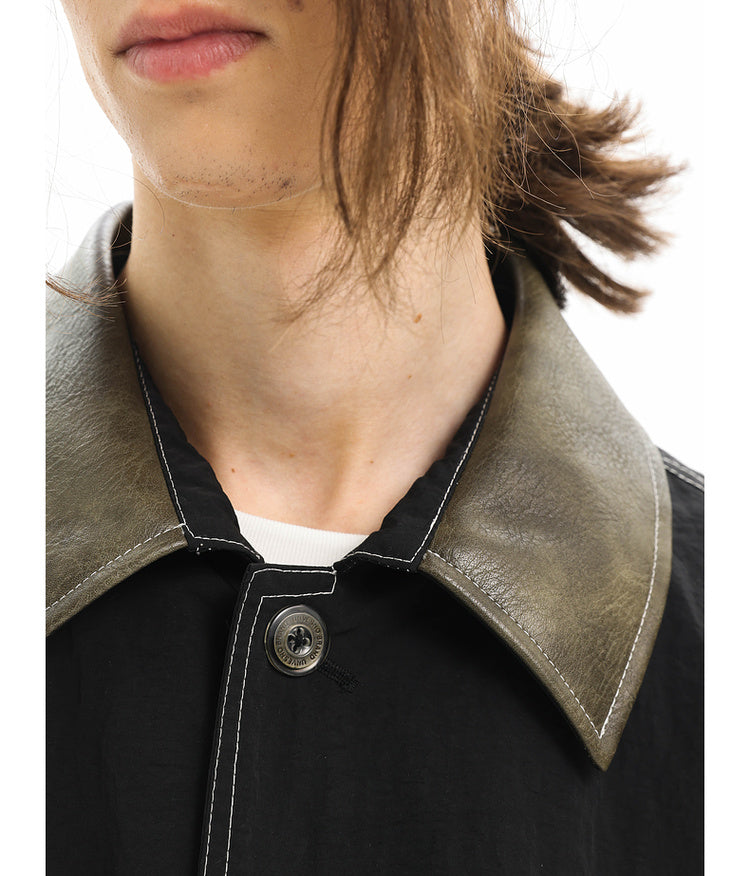 Leather Collar Water Repellent Jacket