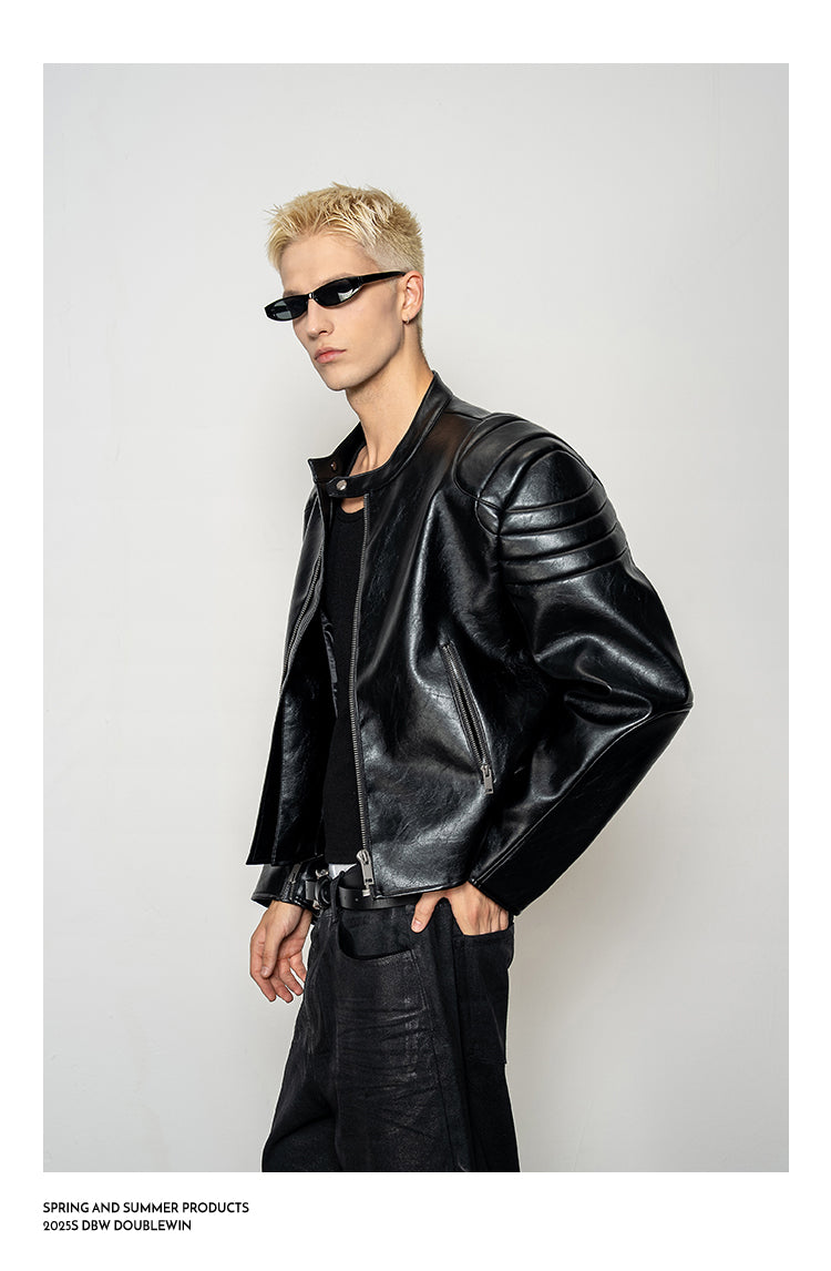 Pleated Silhouette Rider Jacket