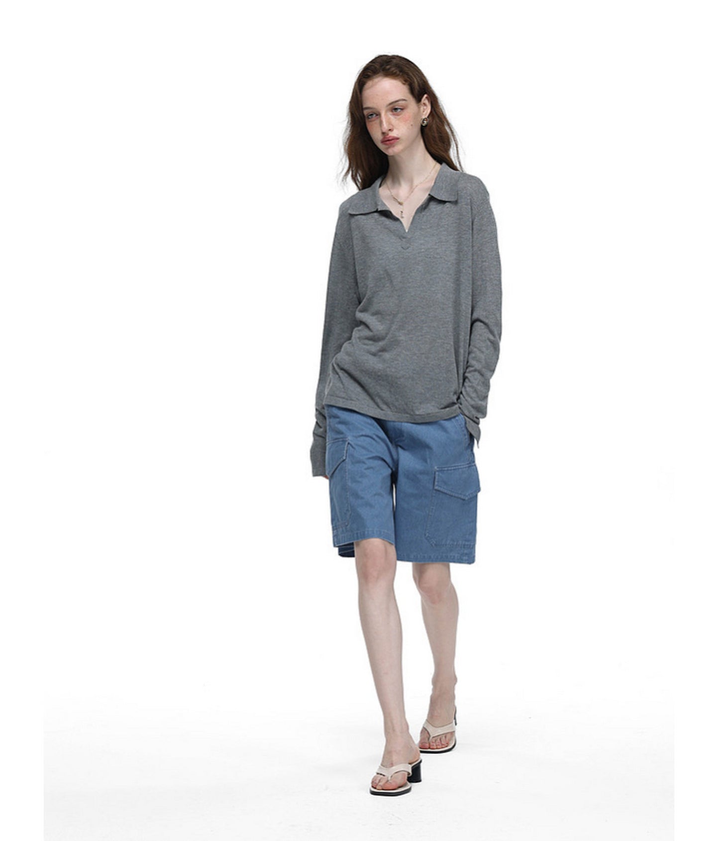 Linen-Blend Knit Polo Shirt