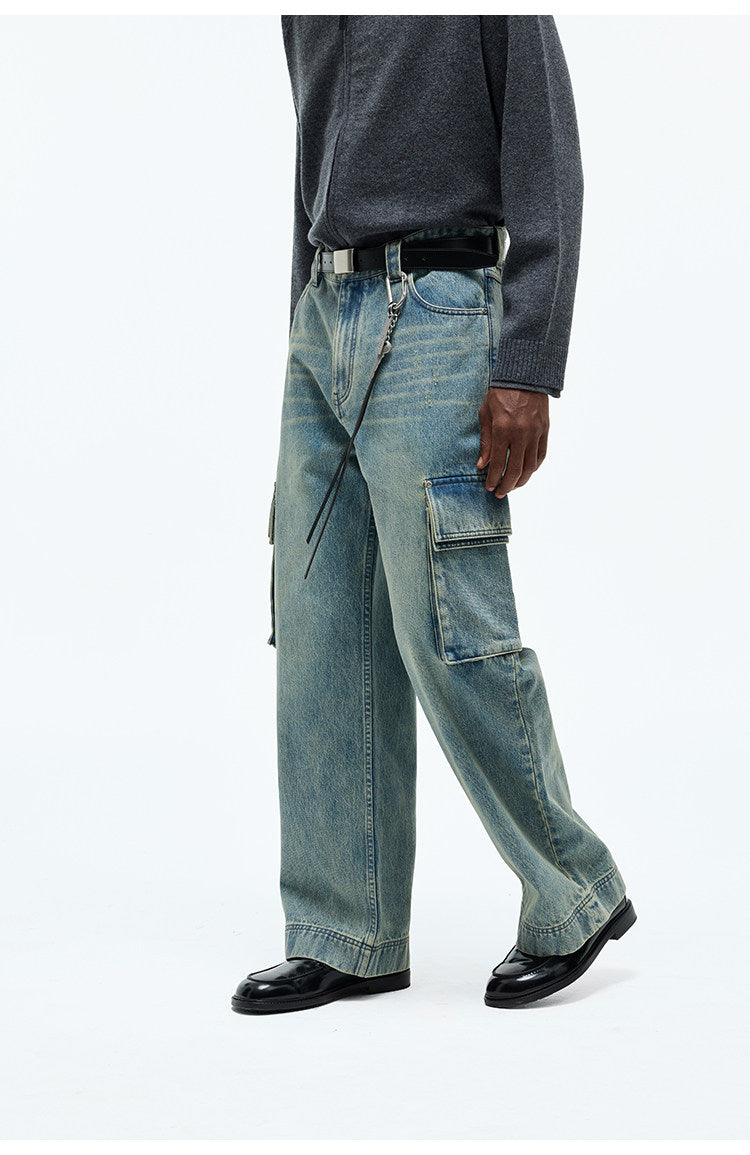 Distressed Washed Denim Pants
