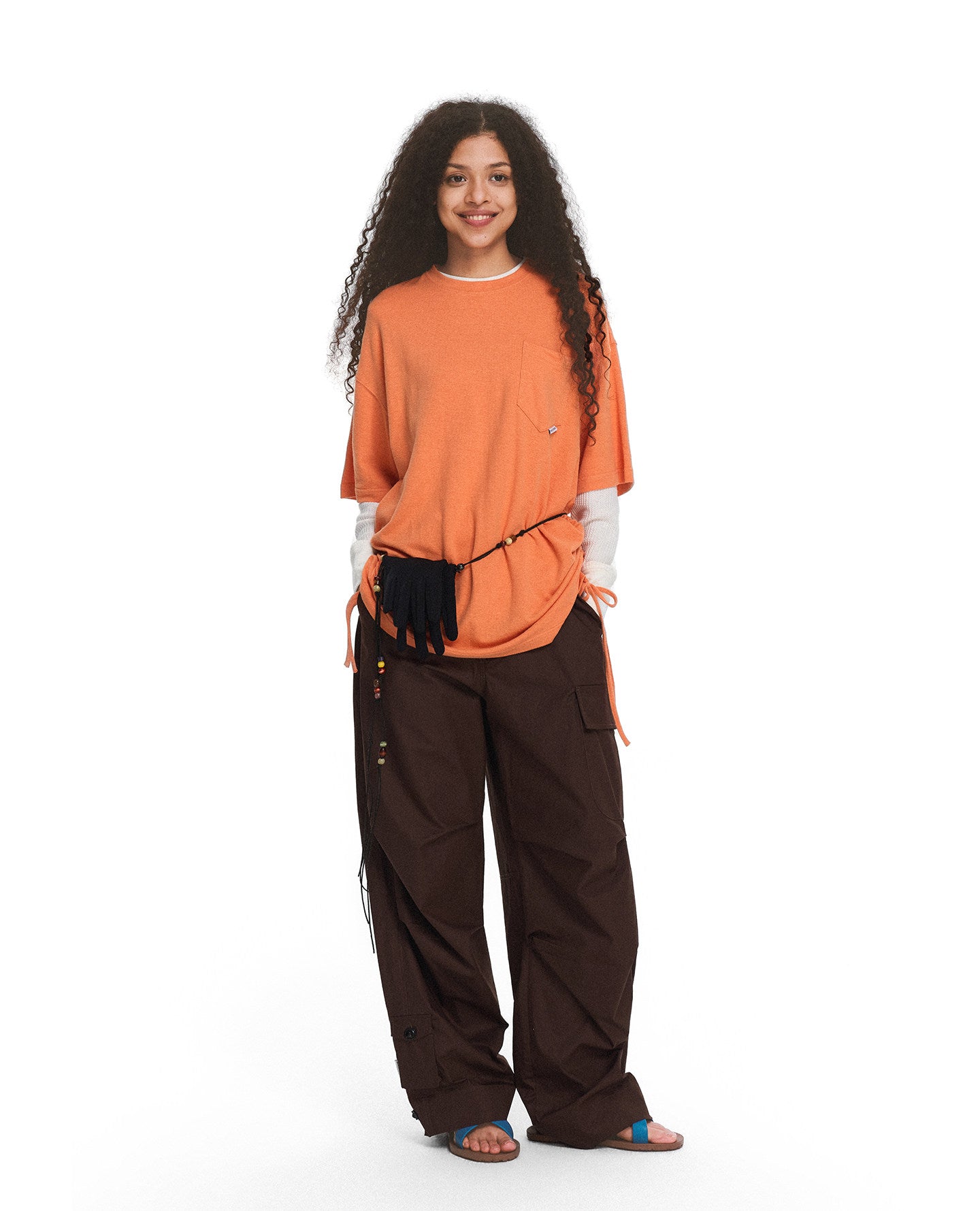 Drawstring T-Shirt with Loop Holes