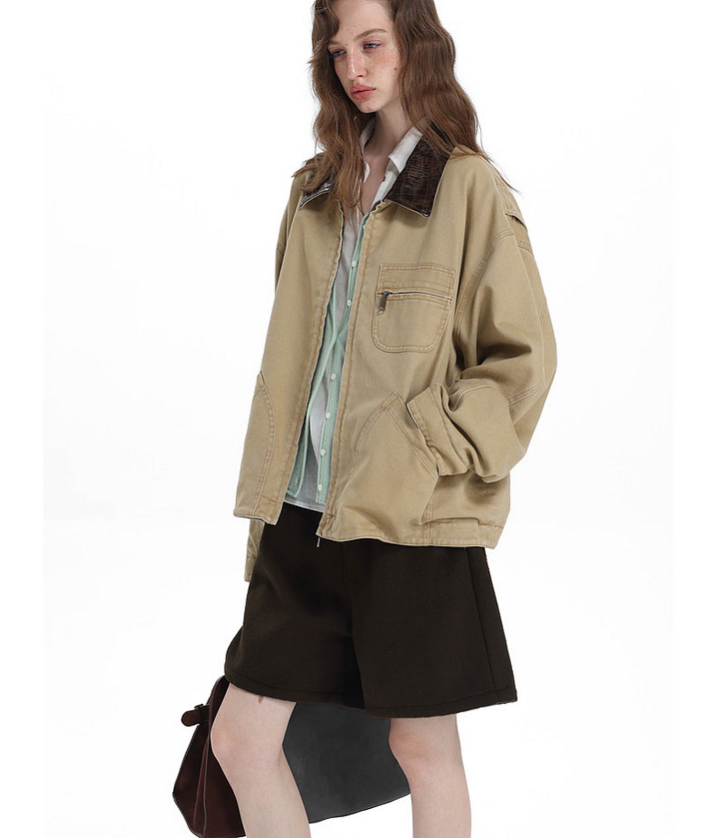 Faux Crocodile Leather Patchwork Jacket
