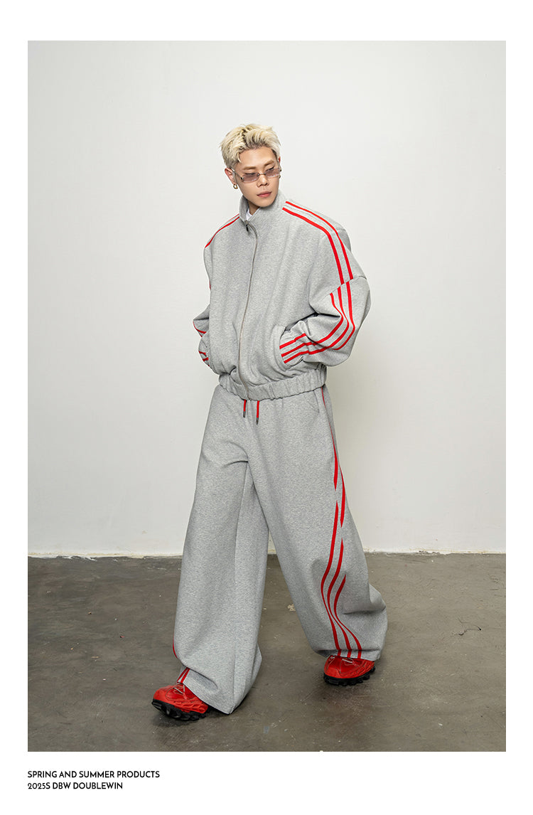 Rope Contrast Color Sweatshirt Set