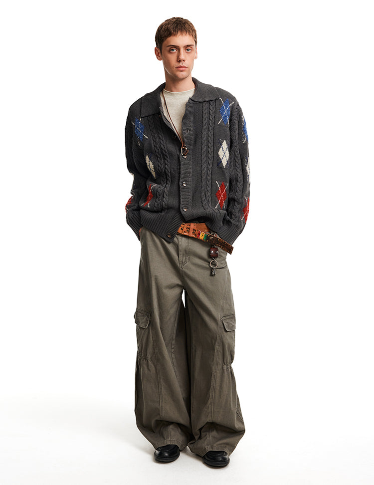 Cable-Knit Diamond Cardigan