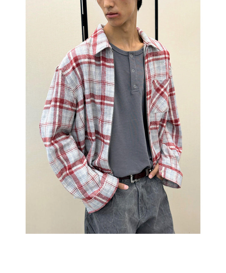 Plaid Shirt Zipper Jacket