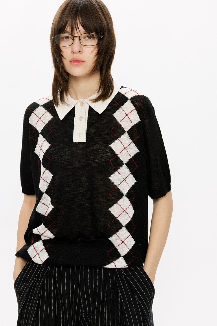 Knit polo shirt