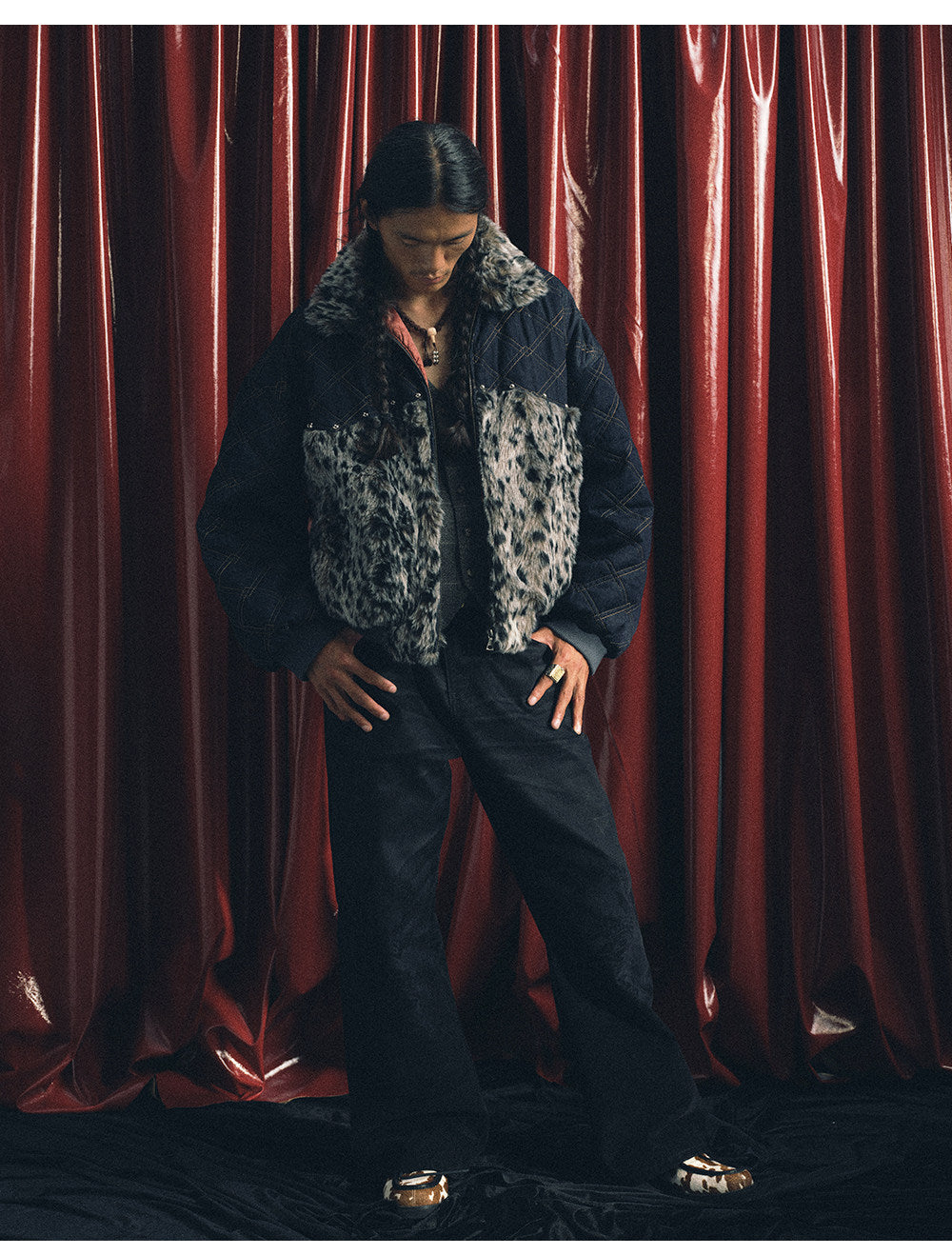 Leopard-Print Patchwork Cotton Jacket